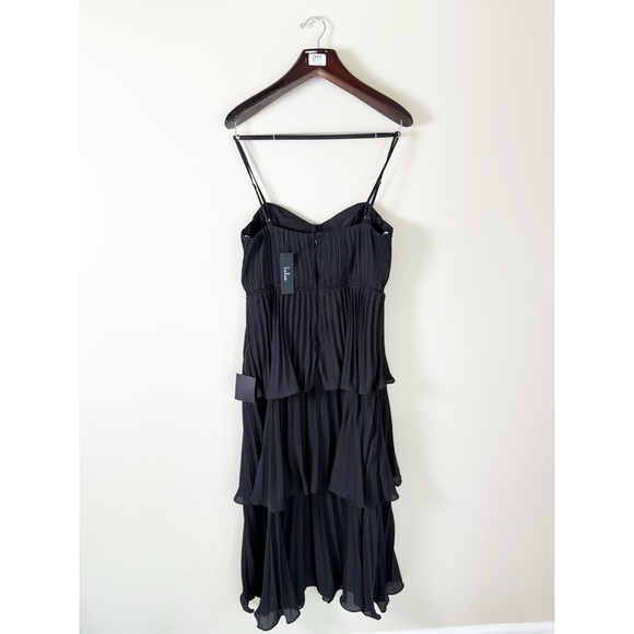NWT Lulus Cascading Crush Black Tiered Bustier Midi Dress Large - Picture 11 of 15